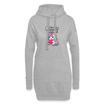 Sois bienveillant envers toi-même, licorne - Sweat-shirt à capuche long Femme - gris chiné - Devant