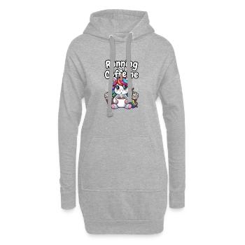 Licorne alimentée par la caféine - Sweat-shirt à capuche long Femme - gris chiné - Devant