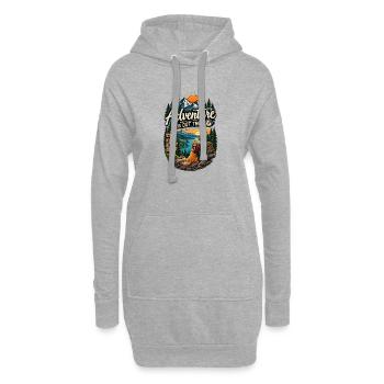 Das Abenteuer ist da draußen – Wandern und Camping - Hoodie-Kleid - Grau meliert - Vorne