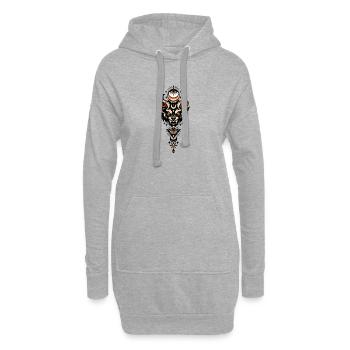 Masque démoniaque à trois visages - Sweat-shirt à capuche long Femme - gris chiné - Devant