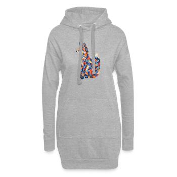 Motif floral patchwork de renard - Sweat-shirt à capuche long Femme - gris chiné - Devant