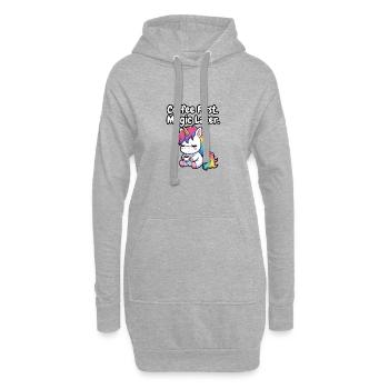 Café d’abord, magie puis licorne - Sweat-shirt à capuche long Femme - gris chiné - Devant
