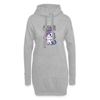 Fort est une licorne belle - Sweat-shirt à capuche long Femme - gris chiné - Devant