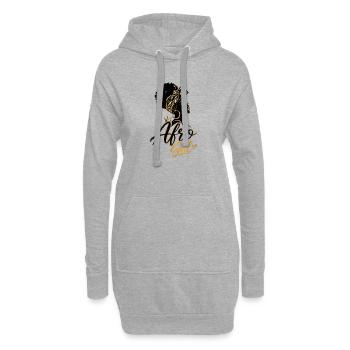 Afro Girl Dorée – Élégance Noire - Sweat-shirt à capuche long Femme - gris chiné - Devant