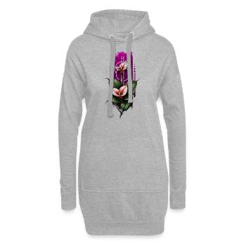 Leidenschaftliche rote Calla-Lilie: Die Eleganz der Natur - Hoodie-Kleid - Grau meliert - Vorne