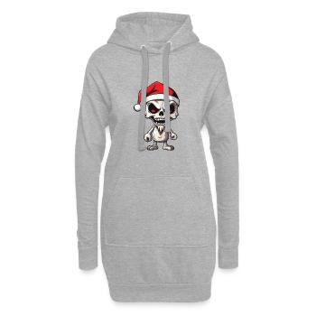 Weihnachtsmann Skelett - Hoodie-Kleid - Grau meliert - Vorne