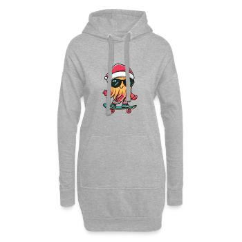 Méduse Noël drôle - Sweat-shirt à capuche long Femme - gris chiné - Devant