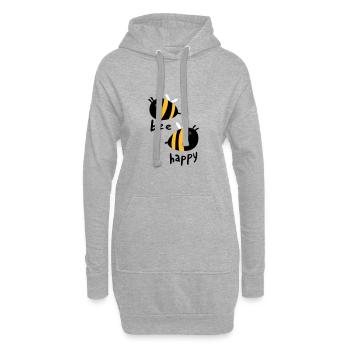Bee Happy - Sweat-shirt à capuche long Femme - gris chiné - Devant