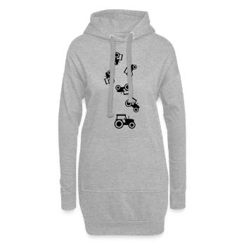 Silhouette de l’icône du tracteur - Sweat-shirt à capuche long Femme - gris chiné - Devant