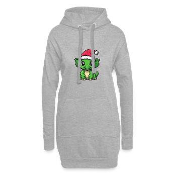 Dinosaure tricératops Noël mignon - Sweat-shirt à capuche long Femme - gris chiné - Devant
