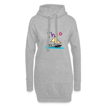 Theo prénom garçon voilier nom bateau - Sweat-shirt à capuche long Femme - gris chiné - Devant
