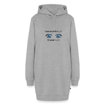 Je vois la lumière dans tes yeux / Valentinstag - Sweat-shirt à capuche long Femme - gris chiné - Devant