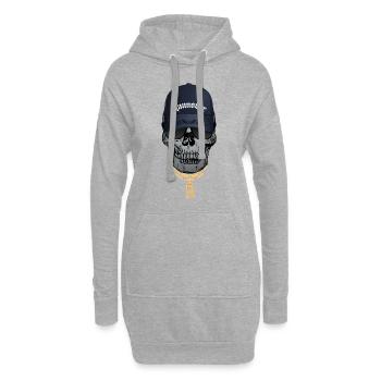 Cooler Totenkopf Hip Hop Style Schriftzug Hannover - Hoodie-Kleid - Grau meliert - Vorne