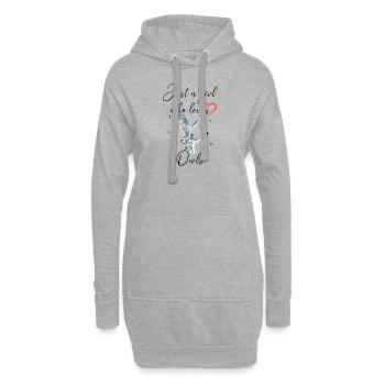 Frau Mädchen Liebe Herz Eule - Hoodie-Kleid - Grau meliert - Vorne