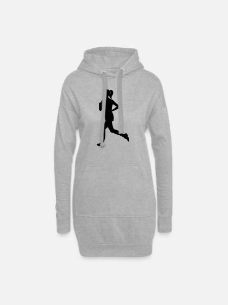 RedSunshineFitness – Running Woman - Hoodie Dress - heather grey