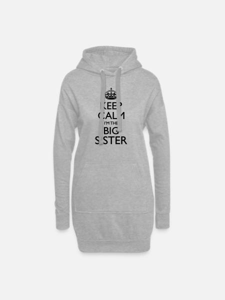 Keep Calm I'm The Big Sis - Hoodie-Kleid - Grau meliert
