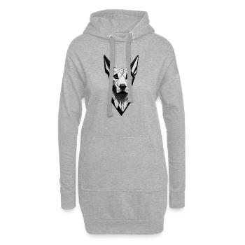 Geometrischer Dobermann Hund - Hoodie-Kleid - Grau meliert - Vorne