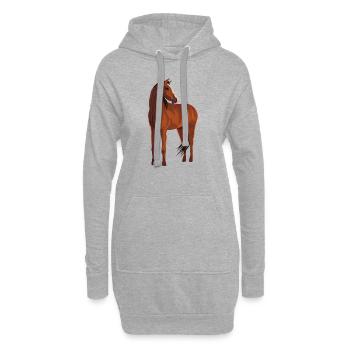 Elegantes Pferdeportrait für Stärke Frauen - Hoodie-Kleid - Grau meliert - Vorne