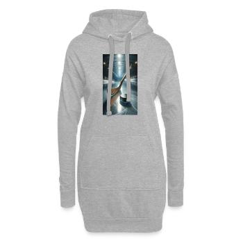 Eishockey, Puck und Schläger - Hoodie-Kleid - Grau meliert - Vorne