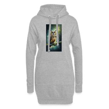 Eule im Aquarell - Hoodie-Kleid - Grau meliert - Vorne