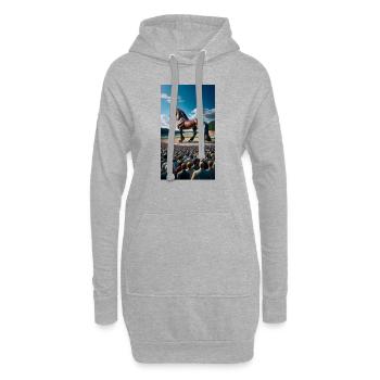 Trabrennpferd - Hoodie-Kleid - Grau meliert - Vorne