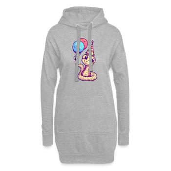 Schlange Kobra Geburtstag Comic - Hoodie-Kleid - Grau meliert - Vorne