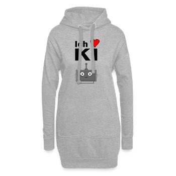 Ich liebe KI - Hoodie-Kleid - Grau meliert - Vorne