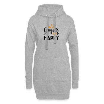 Design Congrats be happy - Sweat-shirt à capuche long Femme - gris chiné - Devant