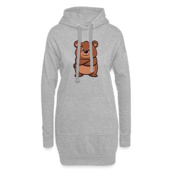 Ours Mignon - Sweat-shirt à capuche long Femme - gris chiné - Devant