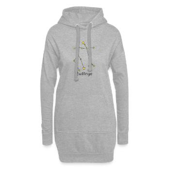 Sternzeichen Zwillinge - Hoodie-Kleid - Grau meliert - Vorne