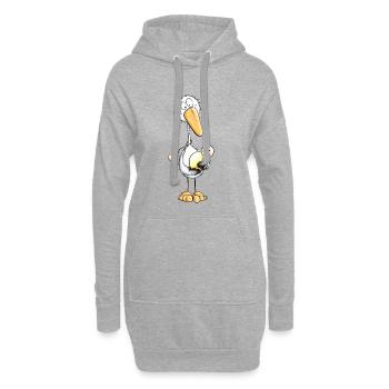 Der kleine Storch bringt das Baby - Babys - Fun - Hoodie-Kleid - Grau meliert - Vorne
