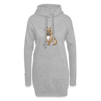 Adorable chiot bouledogue français - Sweat-shirt à capuche long Femme - gris chiné - Devant