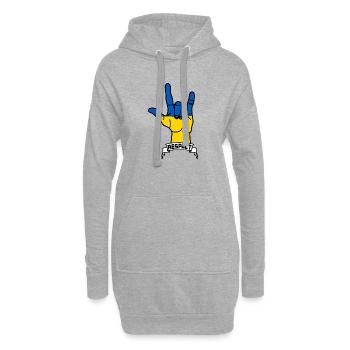 Respect de l’ukraine - Sweat-shirt à capuche long Femme - gris chiné - Devant