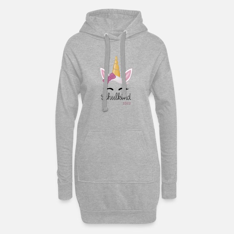 Einhorn Schulkind 2022 - Hoodie-Kleid - Grau meliert