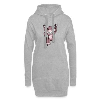 süßer lachender Affe - Hoodie-Kleid - Grau meliert - Vorne
