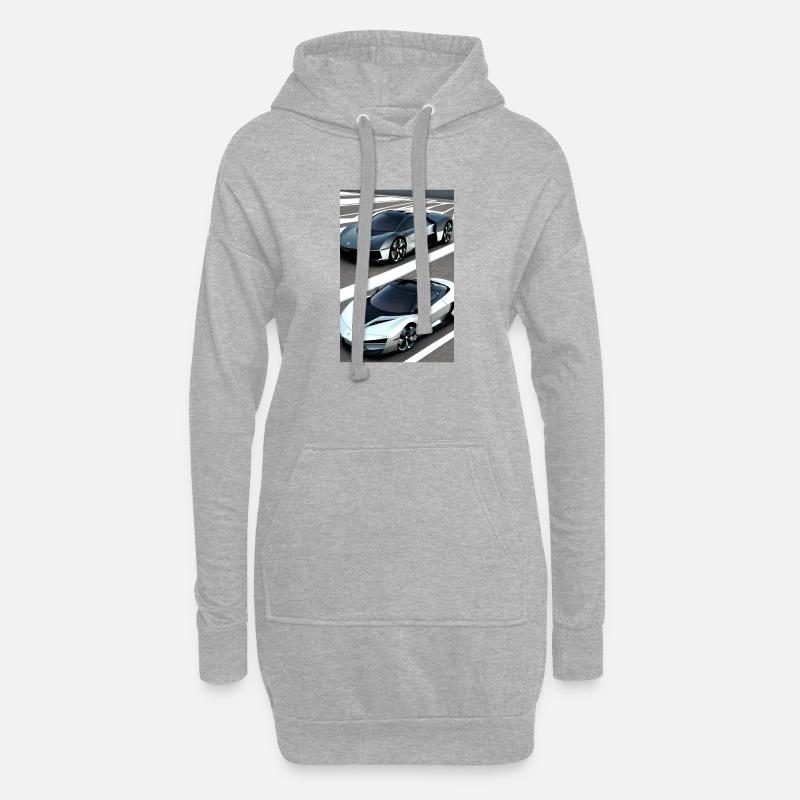 Auto - Hoodie-Kleid - Grau meliert