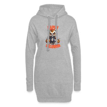 Gruseliger Tiger mit Halloween Kürbissen - Hoodie-Kleid - Grau meliert - Vorne