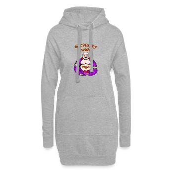 Fröhliche Buddha Yoga Illustration - Hoodie-Kleid - Grau meliert - Vorne