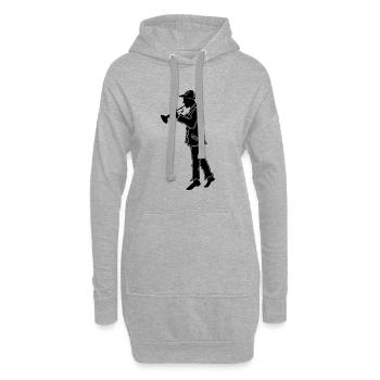 trompettiste - Sweat-shirt à capuche long Femme - gris chiné - Devant