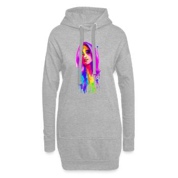 Lady 70 er Retro - Hoodie-Kleid - Grau meliert - Vorne