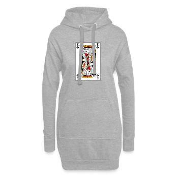Carte à jouer roi de trèfle - Sweat-shirt à capuche long Femme - gris chiné - Devant