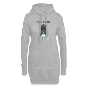 Gaming Hund der auf der Toilette , kurz pissen - Hoodie-Kleid - Grau meliert - Vorne