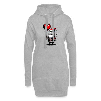 Nikolaus mit Herz Luftballon - Heartful Creatures - Hoodie-Kleid - Grau meliert - Vorne