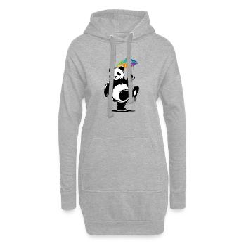 Panda dansant avec parapluie arc-en-ciel - Sweat-shirt à capuche long Femme - gris chiné - Devant