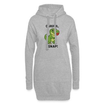 Dino T-Rex Vorsicht Ich Knipse Lippenstift - Hoodie-Kleid - Grau meliert - Vorne