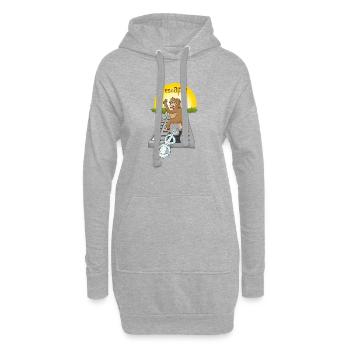 Humorvolles Affen-Design mit Tastatur - Hoodie-Kleid - Grau meliert - Vorne