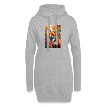 Fuchs Blumen abstrakt Fuchsliebhaber Geschenk  - Hoodie-Kleid - Grau meliert - Vorne