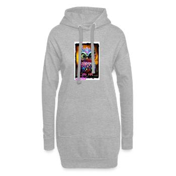 Figurine de hibou colorée avec des couleurs néon en textile de poupée - Sweat-shirt à capuche long Femme - gris chiné - Devant