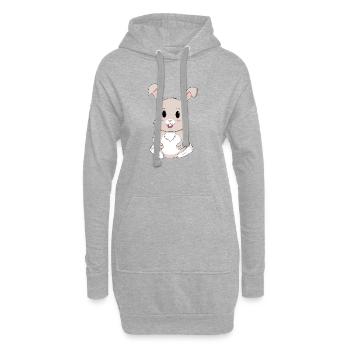 Lapin mignon kawaii - Sweat-shirt à capuche long Femme - gris chiné - Devant