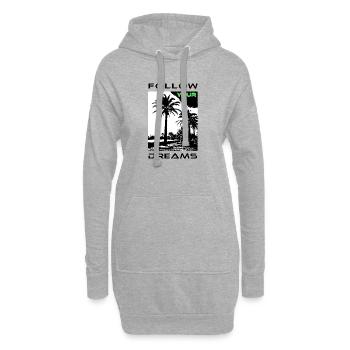 Palm Faces in Black and White Style - Hoodie Dress - heather grey - Front